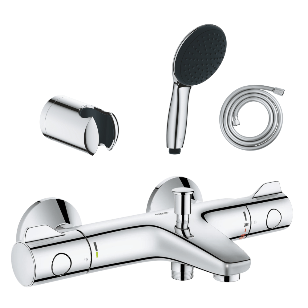 Pack mitigeur thermostatique GROHE Grotherm 800  + Douchette 2 jets GROHE Vitalio Start 110 + Flexible1750 mm et support