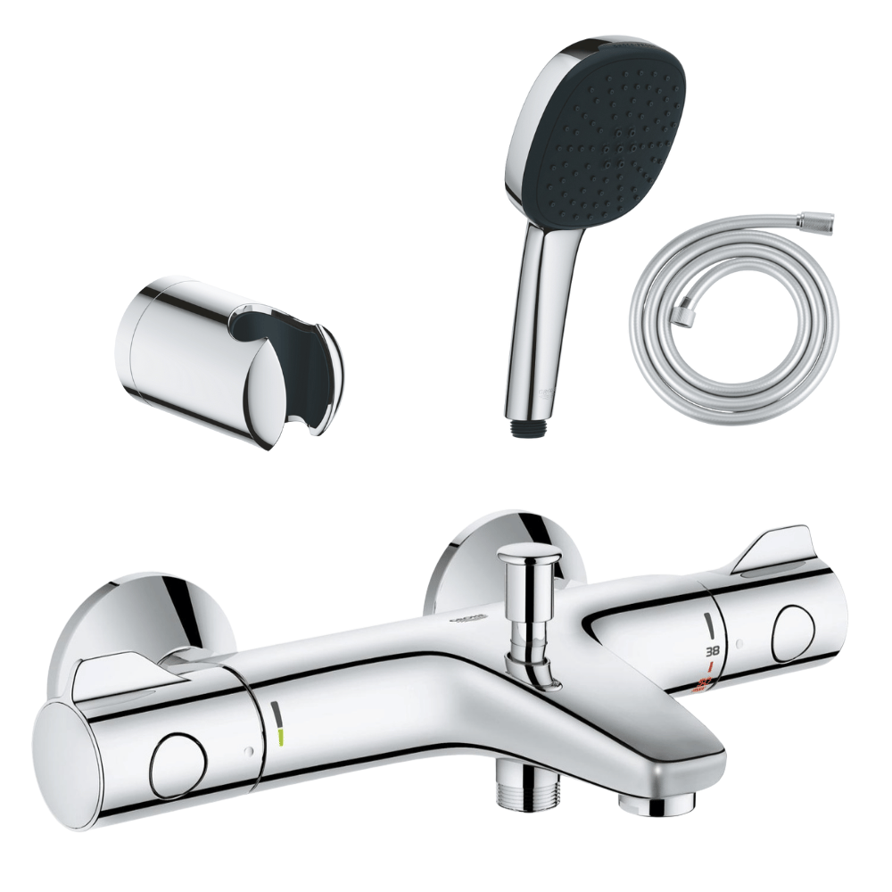 Pack mitigeur thermostatique GROHE Grohtherm 800  + Douchette 2 jets GROHE Vitalio Comfort 110 + Flexible1750 mm et support