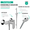 Pack mitigeur douche mécanique cartouche 2 vitesses HANSGROHE Vernis Blend + Barre Unica S Puro + flexible + Pommeau Vernis Blen