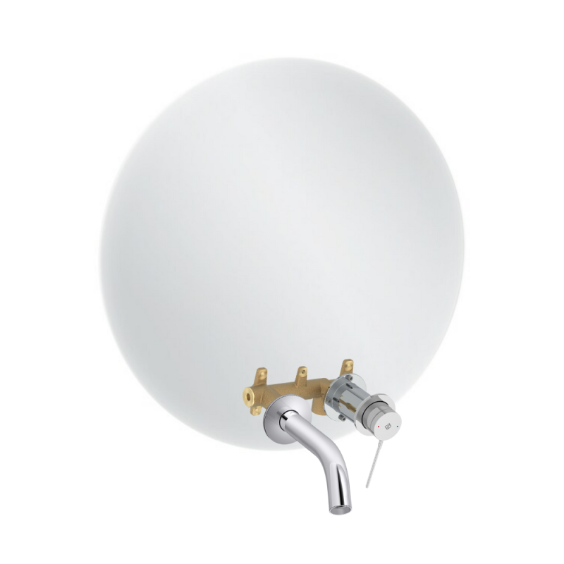 Miroir LED rond 2 trous + mitigeur lavabo encastré JACOB DELAFON Grands Boulevards