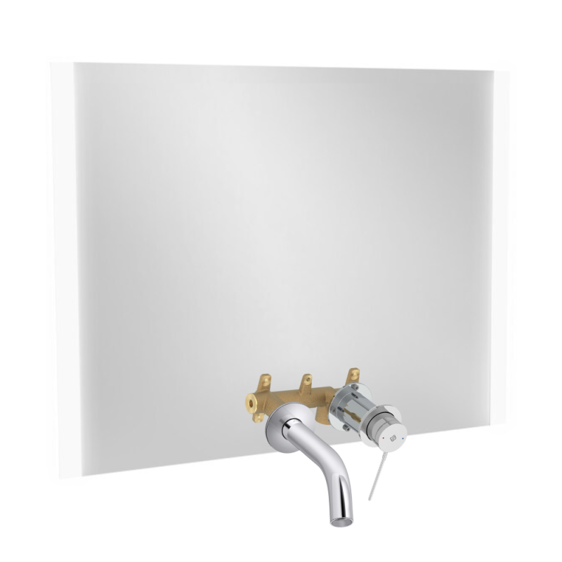 Miroir LED 2 trous + mitigeur lavabo encastré JACOB DELAFON Grands Boulevards