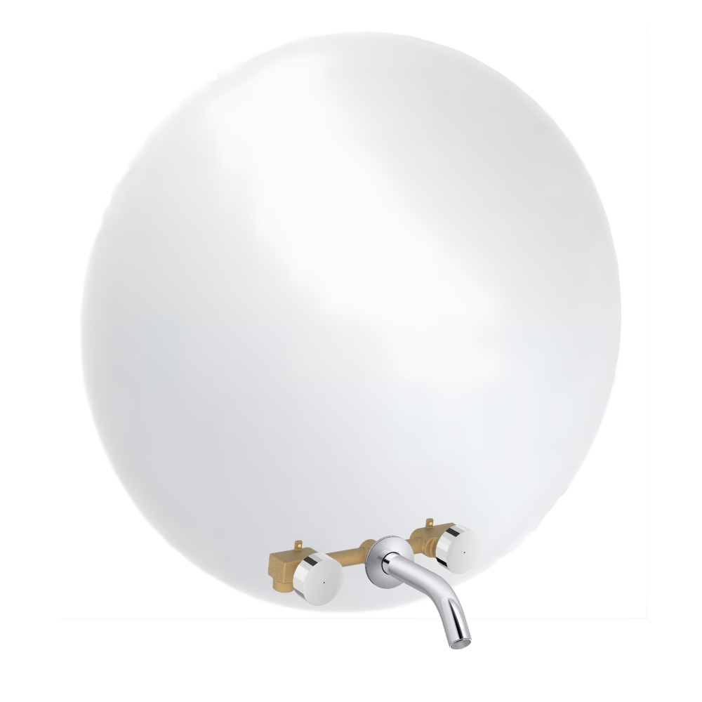 Miroir LED rond 3 trous + mitigeur lavabo encastré JACOB DELAFON Grands Boulevards