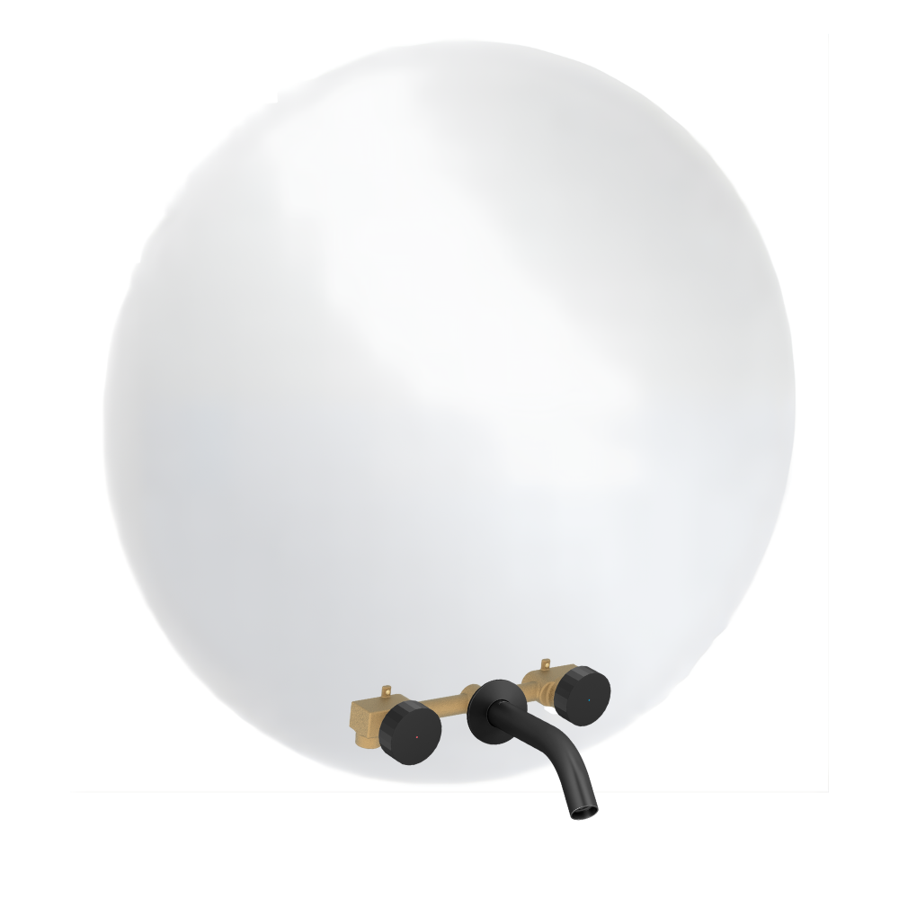 Miroir LED rond 3 trous + mitigeur lavabo encastré JACOB DELAFON Grands Boulevards