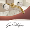 Miroir LED ovale 3 trous + mitigeur lavabo encastré marbré JACOB DELAFON Grands Boulevards