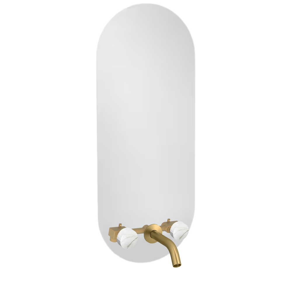 Miroir LED ovale 3 trous + mitigeur lavabo encastré marbré JACOB DELAFON Grands Boulevards