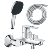 Pack mitigeur mécanique bain douche GROHE Start Loop chromé + Douchette 2 jets Vitalio Comf.110 et flexible