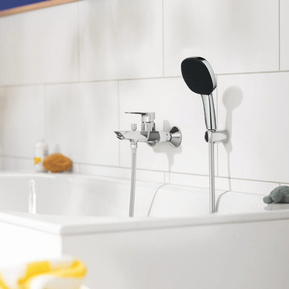 Pack mitigeur mécanique bain douche GROHE Start Loop chromé + Douchette 2 jets Vitalio Comf.110 et flexible in situ