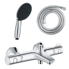 Pack mitigeur bain douche thermostatique GROHE Grohtherm 800 chromé + Douchette 2 jets Vitalio Start 110et flexible