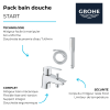 Pack mitigeur mécanique bain douche GROHE GROHE Start Quickfix + Douchette 1 jet Vitalio Get Stick et flexible | Batinea