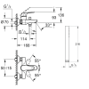 dimensions des éléments du pack mitigeur mécanique bain douche GROHE Start Loop + Douchette 1 jet Vitalio Get Stick et flexible