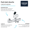 Pack mitigeur bain thermostatique GROHE Grohtherm 800 + Douchette 2 jets Vitalio Comfort 110 + Flexible | Batinea