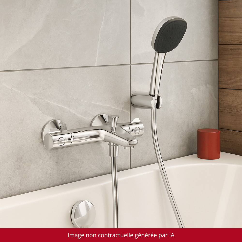 Pack mitigeur bain thermostatique GROHE Grohtherm 800 + Douchette 2 jets Vitalio Comfort 110 + Flexible | Batinea