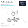 Pack mitigeur bain thermostatique GROHE Grohtherm 800 + Douchette 1 jet Vitalio Get Stick + Flexible | Batinea