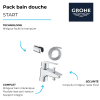 Pack mitigeur mécanique bain douche GROHE Start + Flexible douche VitalioFlex Comfort 1750 + Support mural | Batinea