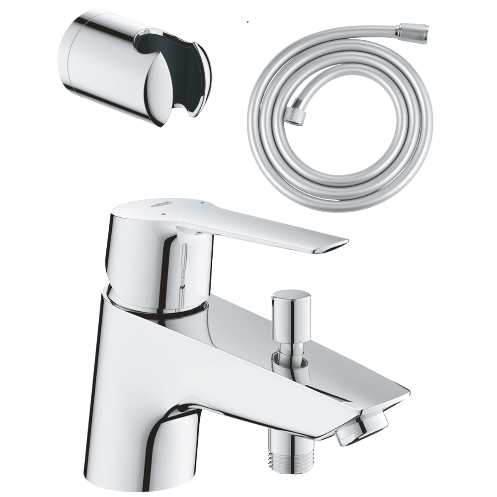 Pack mitigeur mécanique bain douche GROHE Start + Flexible douche VitalioFlex Comfort 1750 + Support mural