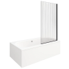 Baignoire droite DURAVIT D-Neo vidage centré + Pare bain AURYS Raywall chromé | Batinea