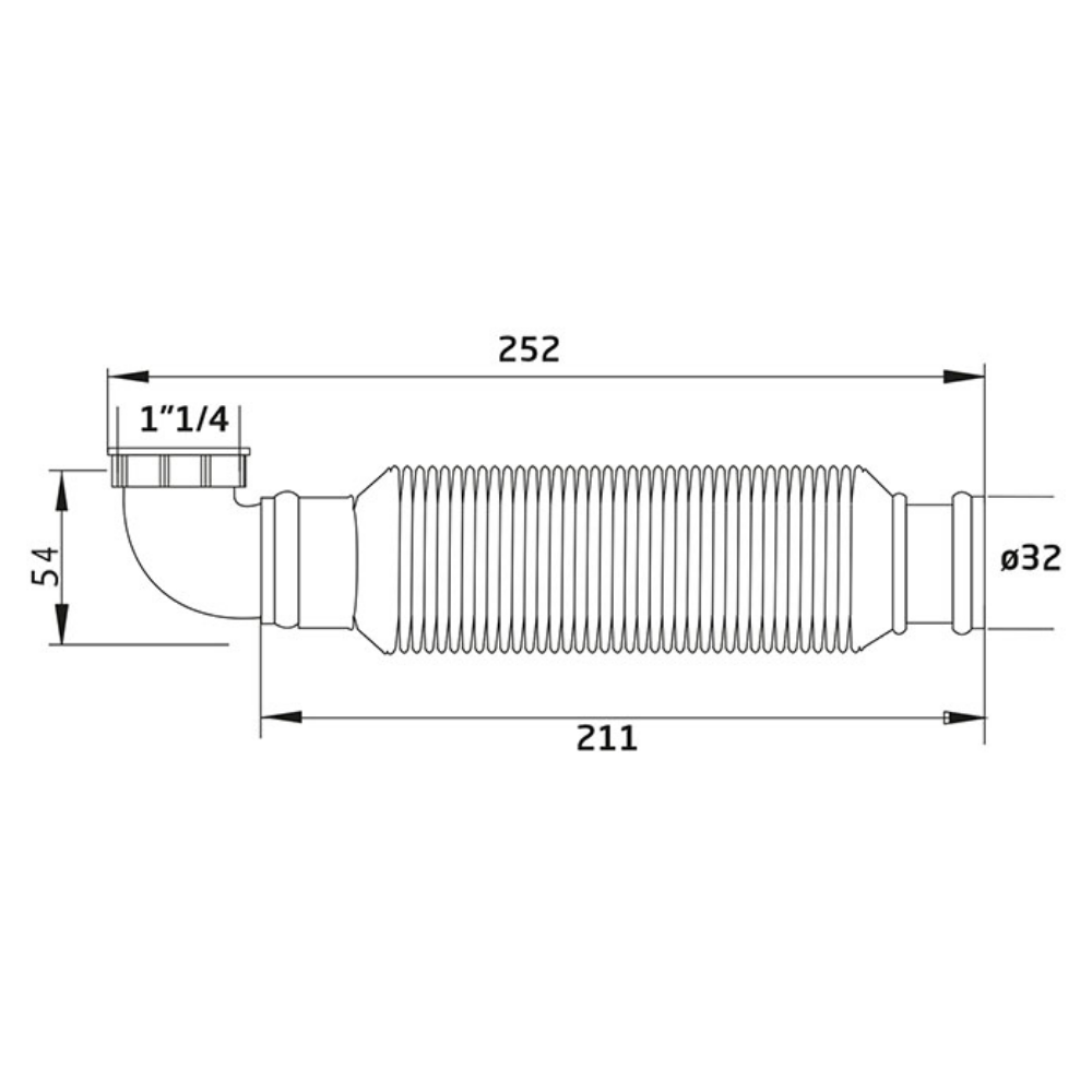 Schéman technique Siphon de lavabo extra-plat WIRQUIN Senzo D32