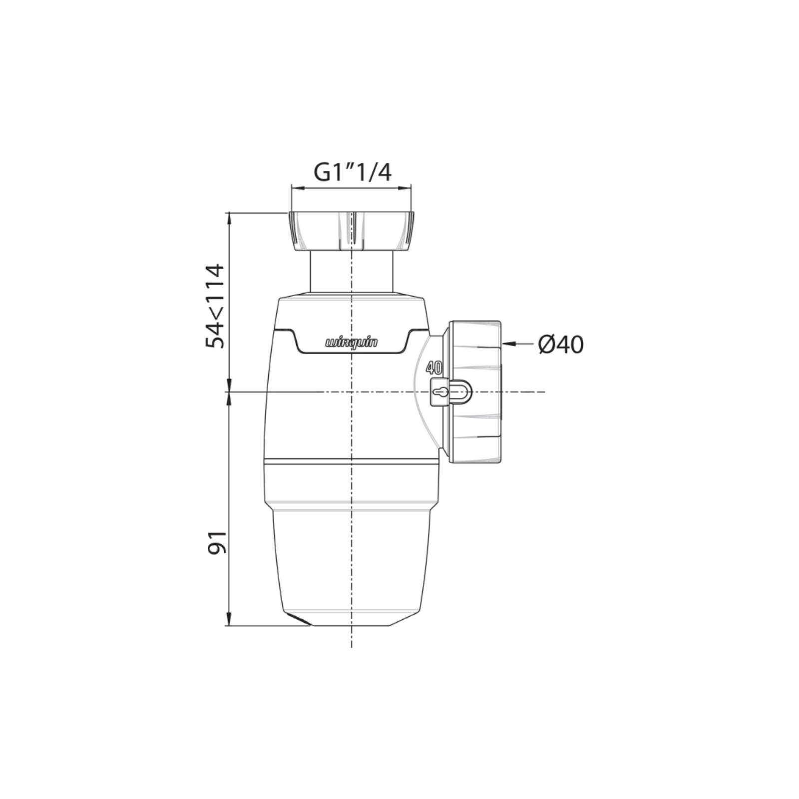 Siphon Néo PRO Pour Lavabo D40 – Blanc, Rectangulaire, En Polypropylène Résistant