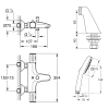 dimensions du Pack mitigeur bain douche thermostatique GROHE Grohtherm 800 + douchette ronde 2 jets + flexible