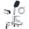 Pack mitigeur bain douche mécanique GROHE Start Loop + douchette carré  2 jets + flexible et support