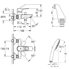 Pack mitigeur bain douche mécanique GROHE Start Loop + douchette ronde  2 jets + flexible + support | Batinea