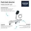 points fort du Pack mitigeur bain douche thermostatique GROHE Precision Get + douchette carré  2 jets + flexible