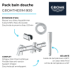 Pack mitigeur thermostatique BD GROHE Grohtherm 800 avec colonnettes + Douchette 1 jet Vitalio Get Stick + Flexible 1750 mm| Bat