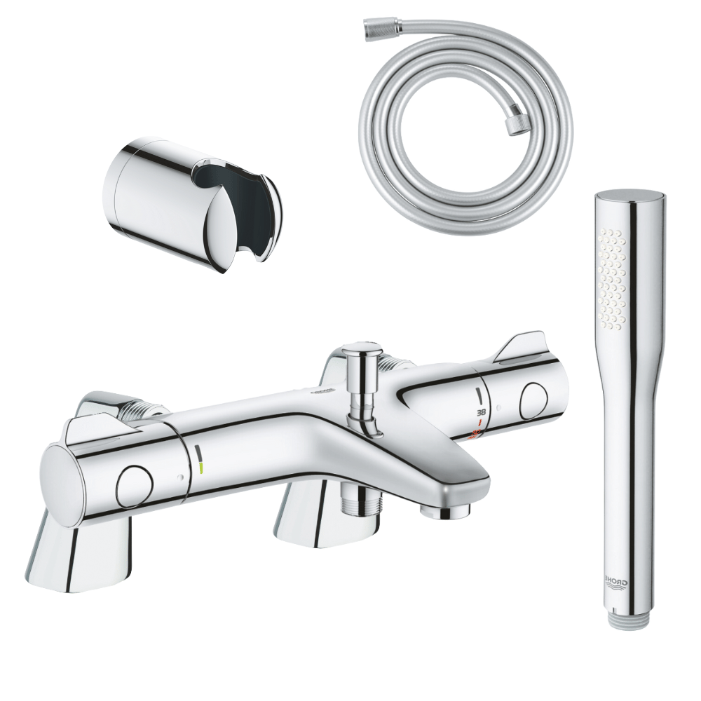Pack mitigeur thermostatique BD GROHE Grohtherm 800 avec colonnettes + Douchette 1 jet Vitalio Get Stick + Flexible 1750 mm| Bat