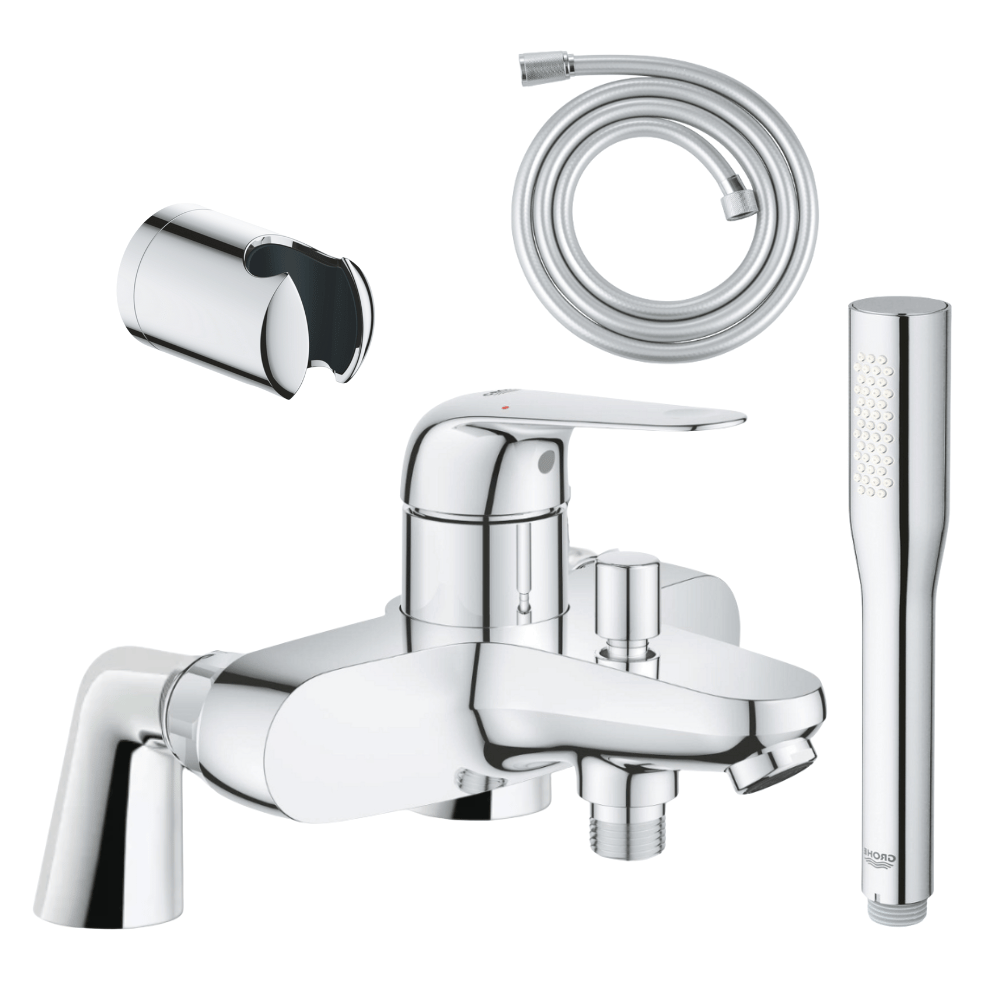 Pack mitigeur mécanique GROHE Swift avec colonnettes + Douchette 1 jet Vitalio Get Stick + Flexible 1750 mm| Batinea
