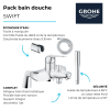 Pack mitigeur mécanique GROHE Swift avec colonnettes + Douchette 1 jet Vitalio Get Stick + Flexible 1750 mm| Batinea