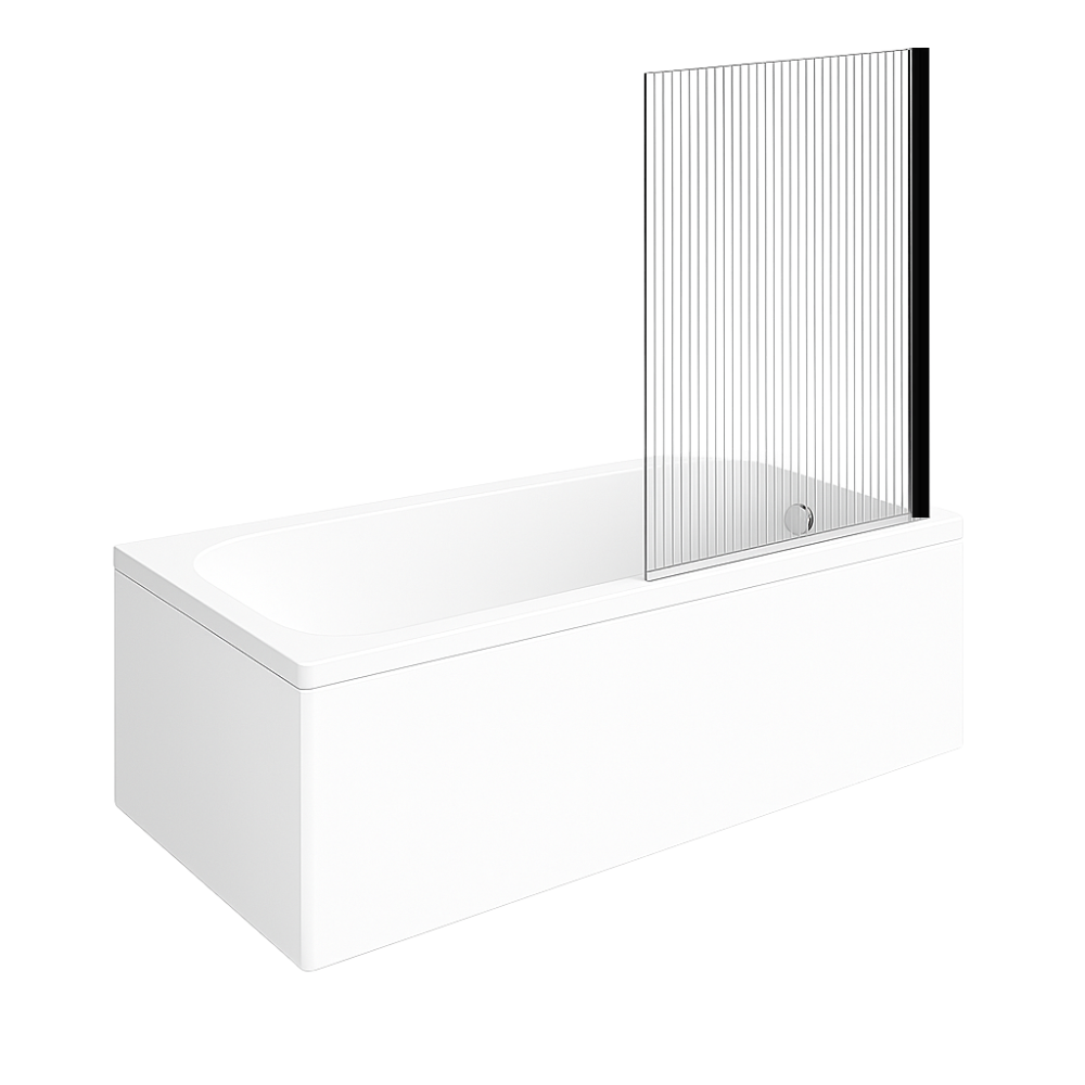 Baignoire droite VILLEROY & BOCH Architectura acrylique + Pare bain AURYS Raywall droite noir mat largeur