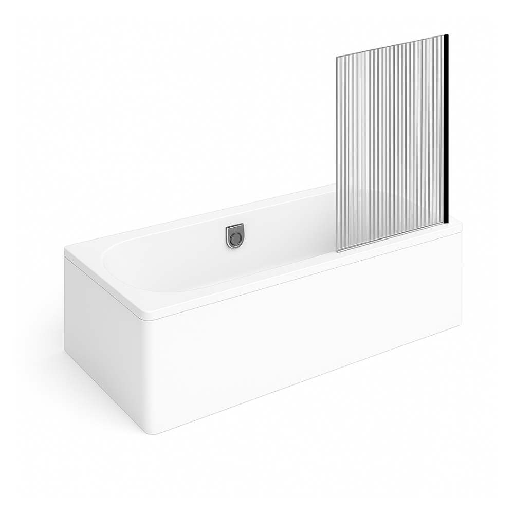 Baignoire droite VILLEROY ET BOCH Oberon 2.0 quaryl + Pare bain droite AURYS Mist 1 noir mat