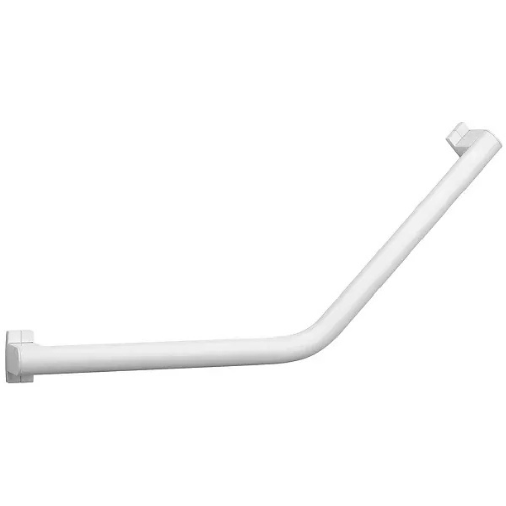 Barre coudée PMR PELLET Design 135° aluminium époxy blanc caches résine blanc