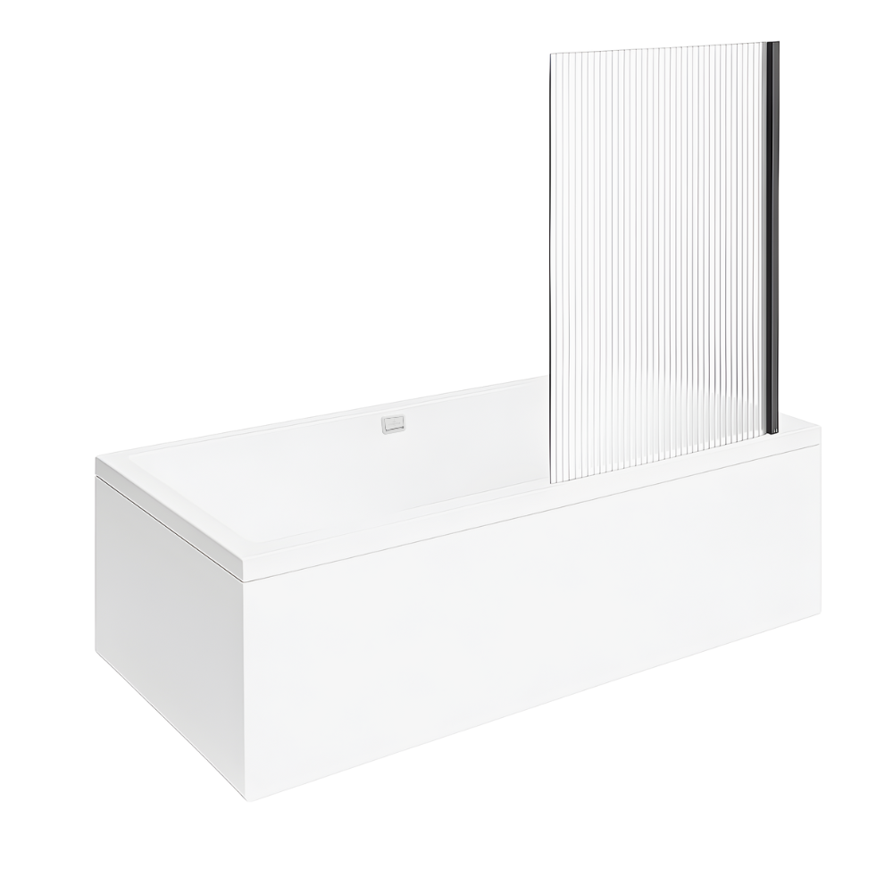 Baignoire droite VILLEROY & BOCH Collaro Blanc mat _Vidage blanc mat_raywall noir matdroite