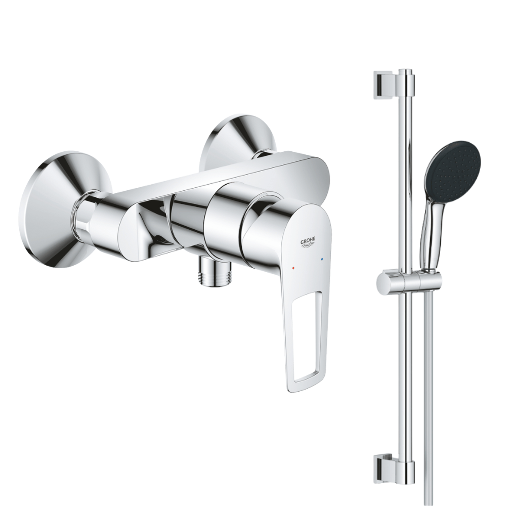 Pack mitigeur douche mécanique GROHE StartLoop + Ensemble de douche 2 jets avec barre Chromé