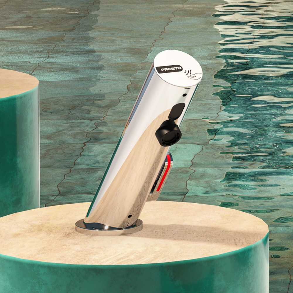 Ambiance 2 Mitigeur infrarouge sur plage avec robinet d'arrêt pour lavabo PRESTO Linea chromé