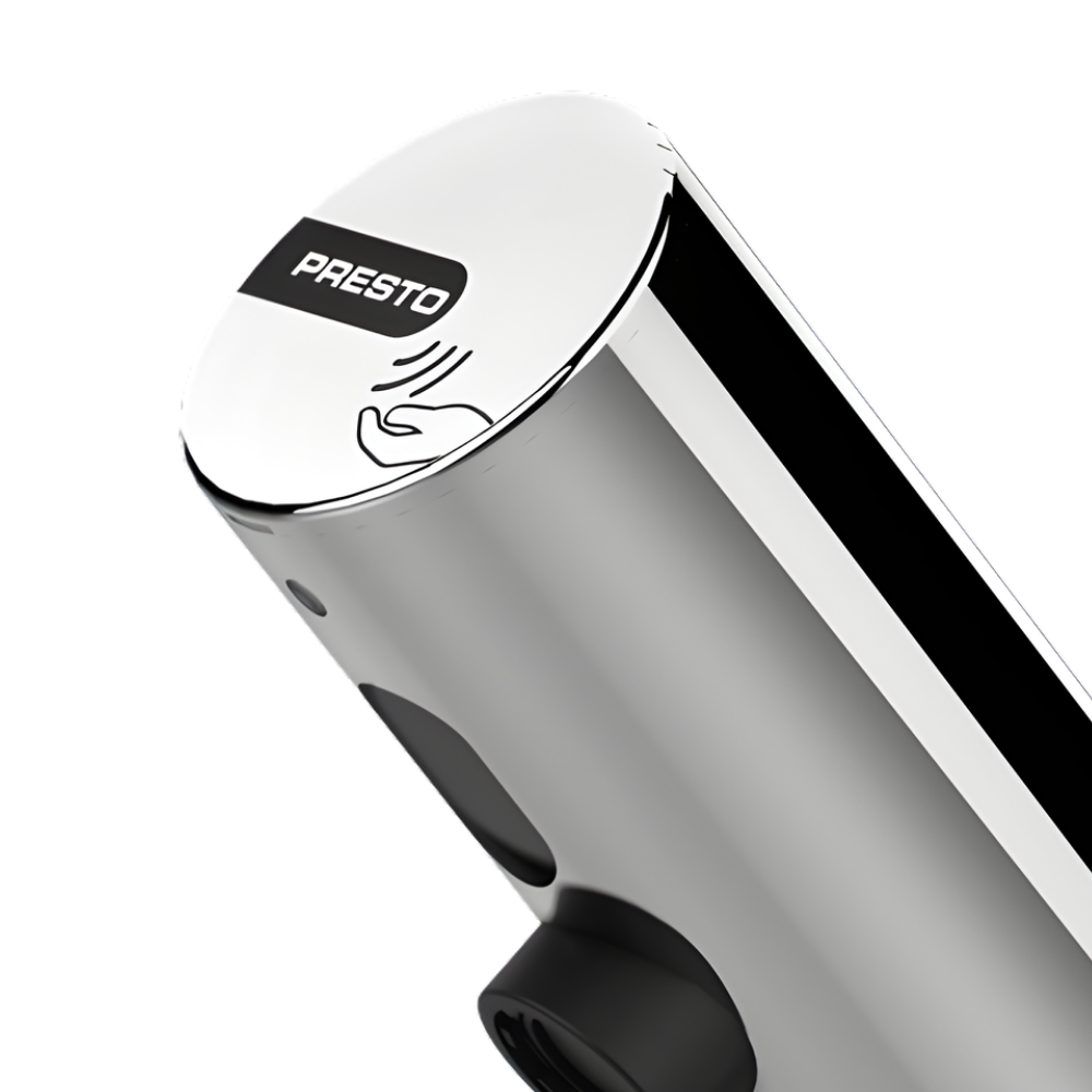 Zoom Mitigeur infrarouge sur plage avec robinet d'arrêt pour lavabo PRESTO Linea chromé