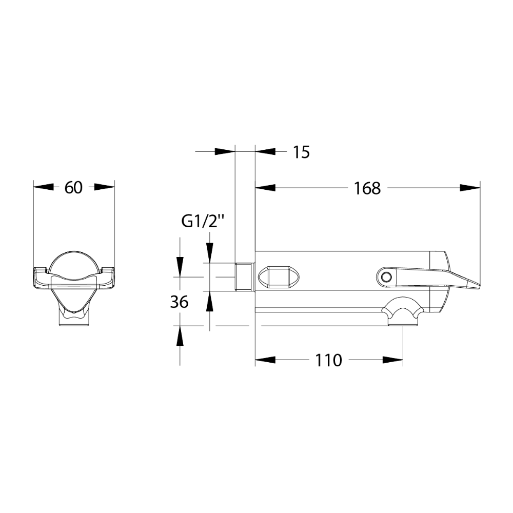 Schéma technique Robinet temporisé à manette souple mural pour lavabo PRESTO Neo duo chrome