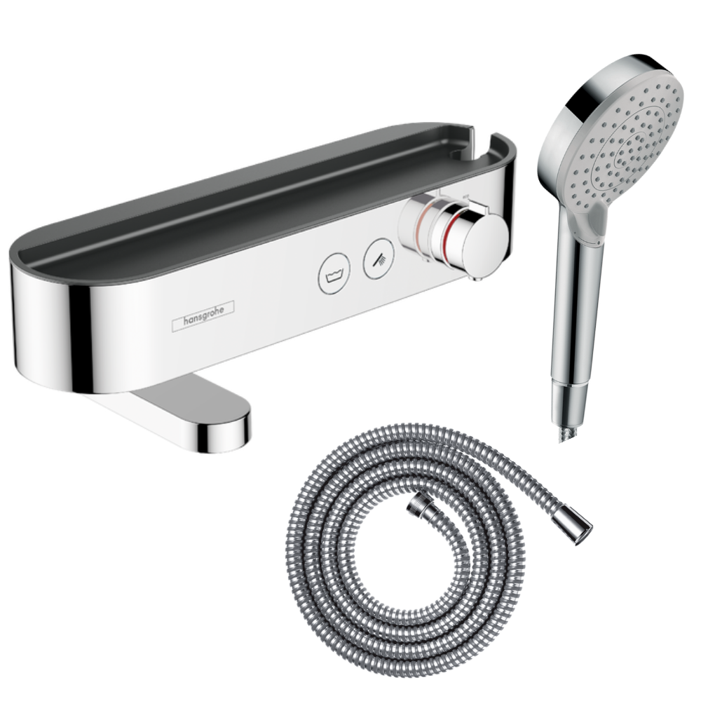 Pack mitigeur bain douche thermostatique HANSGROHE ShowerTablet Select + Flexible + Pommeau de douche Vernis Blend Chromé |Batin