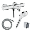 Pack mitigeur bain thermostatique HANSGROHE Ecostat 1001 + Pommeau Crometta EcoSmart + Flexible Isiflex + Support Chromé
