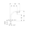 Schéma technique Chandelier un robinet pour eau potable froide PRESTO First Labo 3 Saillie 150 mm