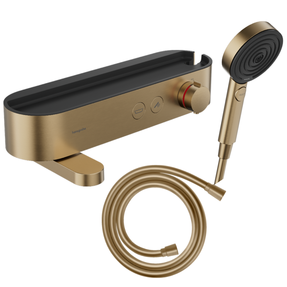 Pack mitigeur HANSGROHE ShowerTablet Select + Flexible Isiflex + Pommeau de douche Pulsify Select 3 jets Bronze brossé