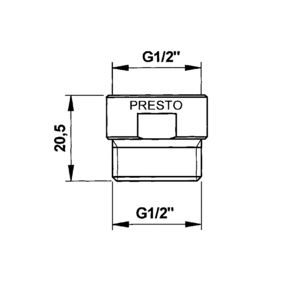Schéma technique Lot de 2 régulateurs de débit 6L/min MF G1/2" pour douche PRESTO