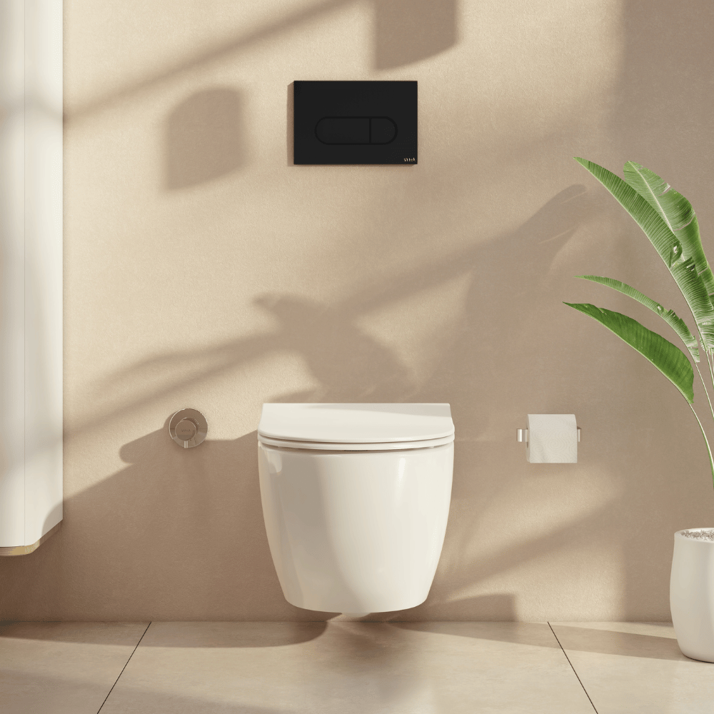 Plaque de commande VITRA Root Round noir mat avec WC suspendu