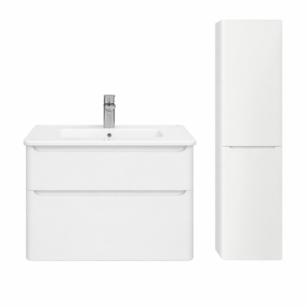 Meuble vasque suspendu VITRA Sento Round Blanc brillant + Colonne