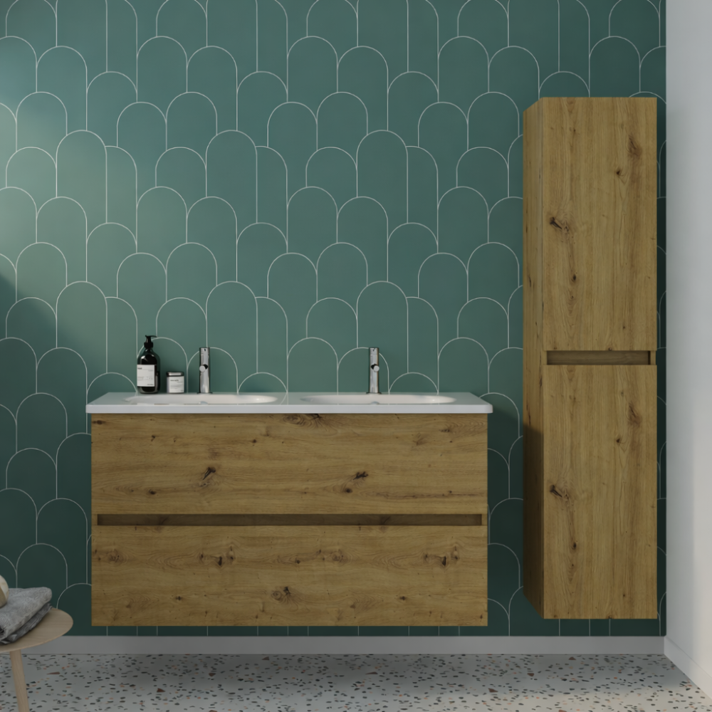 Pack meuble de salle de bain double vasque BURGBAD Joline + colonne