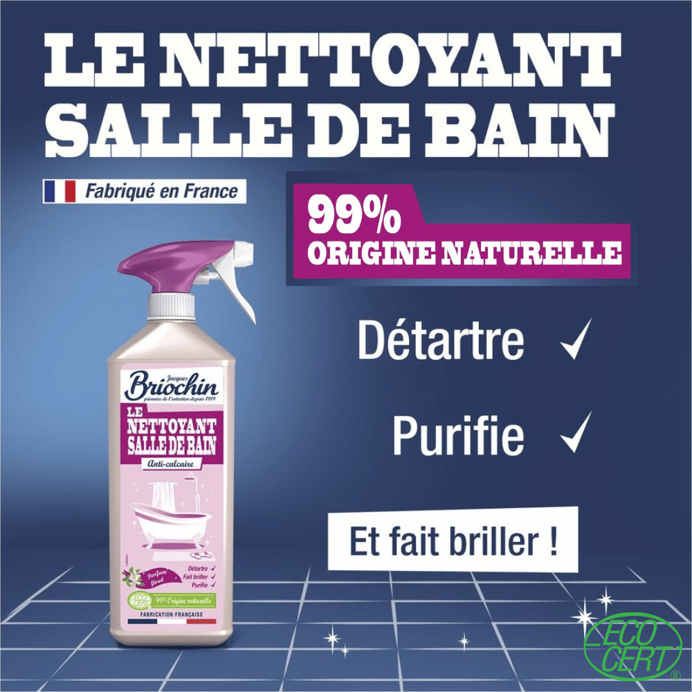 Les 3 actions du nettoyant Salle de bain 3-en-1 Briochin 750ml Ecocert
