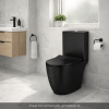 WC à poser compact sans bride VITRA Sento noir mat + abattant frein de chute dans salle de bain moderne