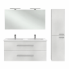 Pack meuble double vasque 120 cm JACOB DELAFON Ola Up + colonne + miroir + spot blanc