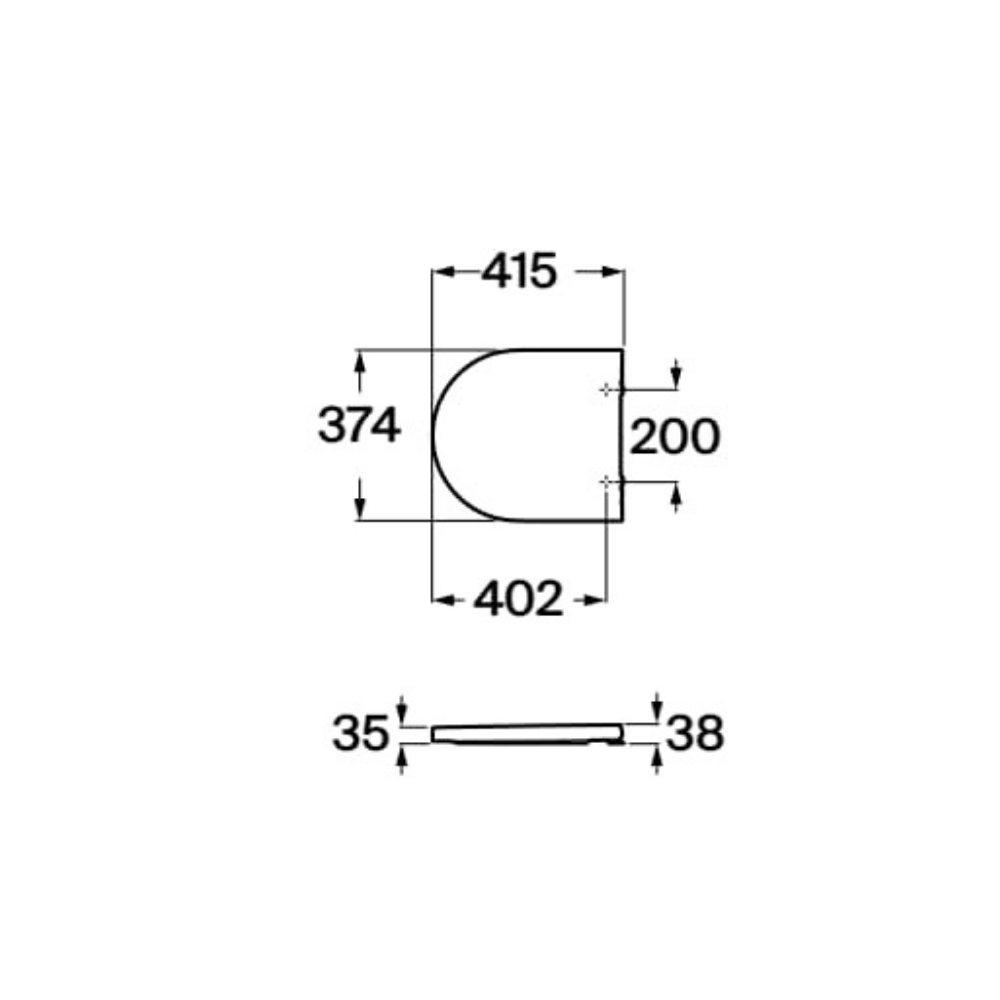 Dimensions de l'abattant WC frein de chute compact déclipsable rond ROCA  Inspira round blanc